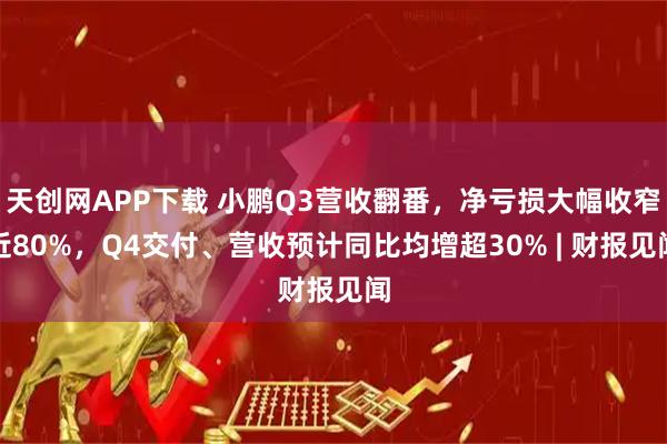 天创网APP下载 小鹏Q3营收翻番，净亏损大幅收窄近80%，Q4交付、营收预计同比均增超30% | 财报见闻