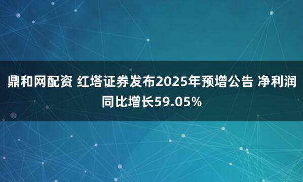 鼎和网配资 红塔证券发布2025年预增公告 净利润同比增长59.05%
